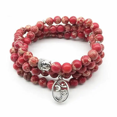 Om Charm 108 Natural Red Regalite Mala-Your Soul Place